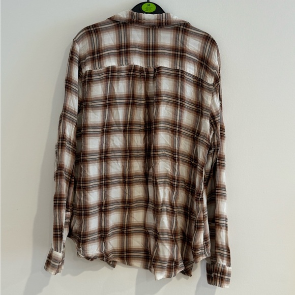 Time & Tru Youth Brown Long Sleeve Plaid Button Up Size Large 12-14 - Picture 3 of 4